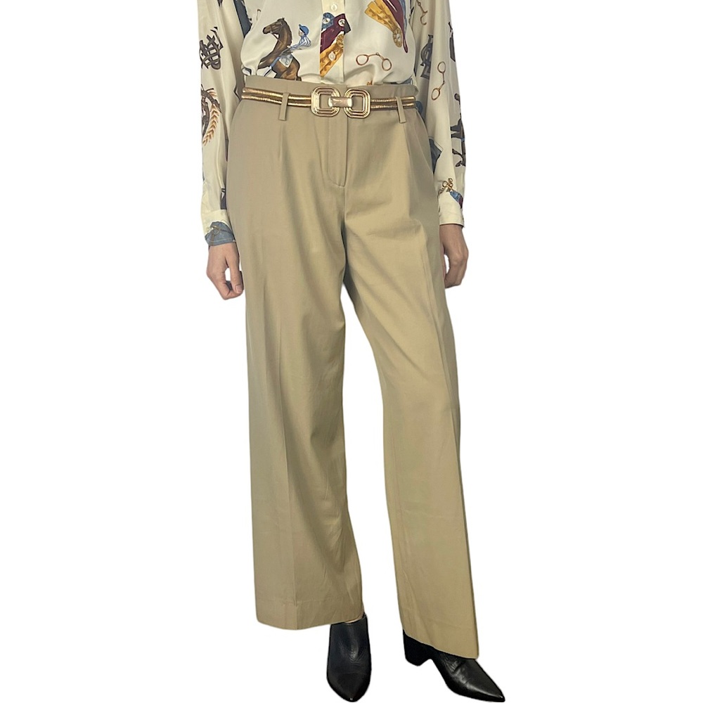 CELINE Y2K CLASSIC WOOL BLEND TAN KHAKI TROUSER PANT
